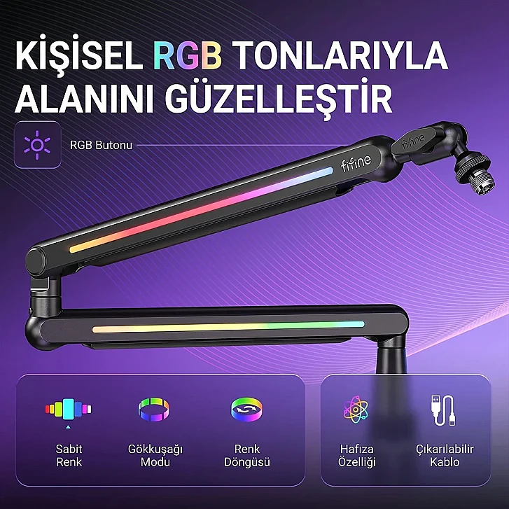 Fifine BM88PRO RGB Mikrofon Standı Aydınlatması