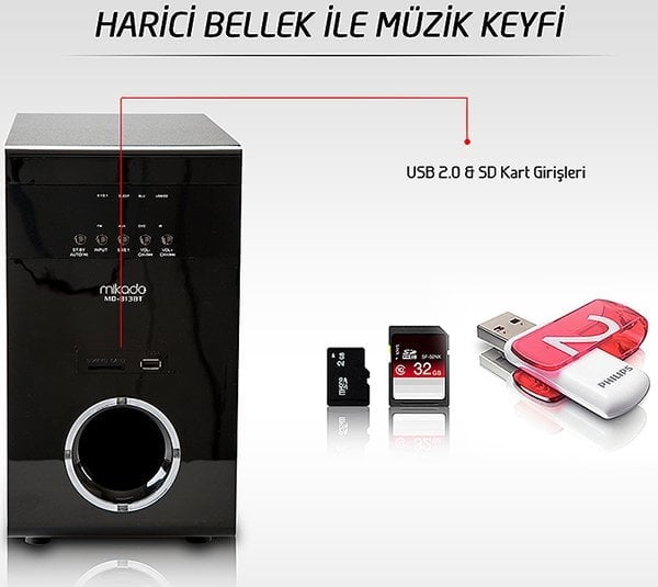 Mikado MD-813BT 5+1 USB-SD-FM-Bluetooth Ses Sistemi