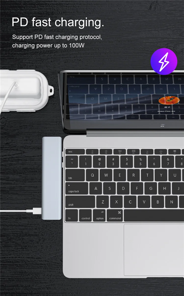 4k Thunderbolt3 adaptörü Pd veri portu Hub Pd yüksek hızlı adaptör Hub için Macbook/hava M1 Usb tip C Hub 4k Dock