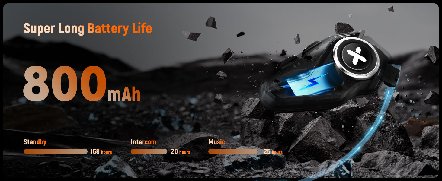 Metinde '800mAh' yazıyor. Ürün özellikleri, teknik detaylarla birlikte koyu arka planda pil kapasitesi bilgilerini gösteriyor.