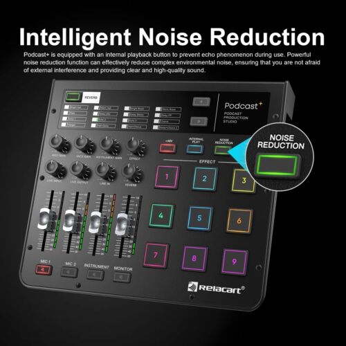 Relacart Podcast+ Audio Mixer Microphone Interface Mixer Podcasting Live Stream - Picture 5 of 7