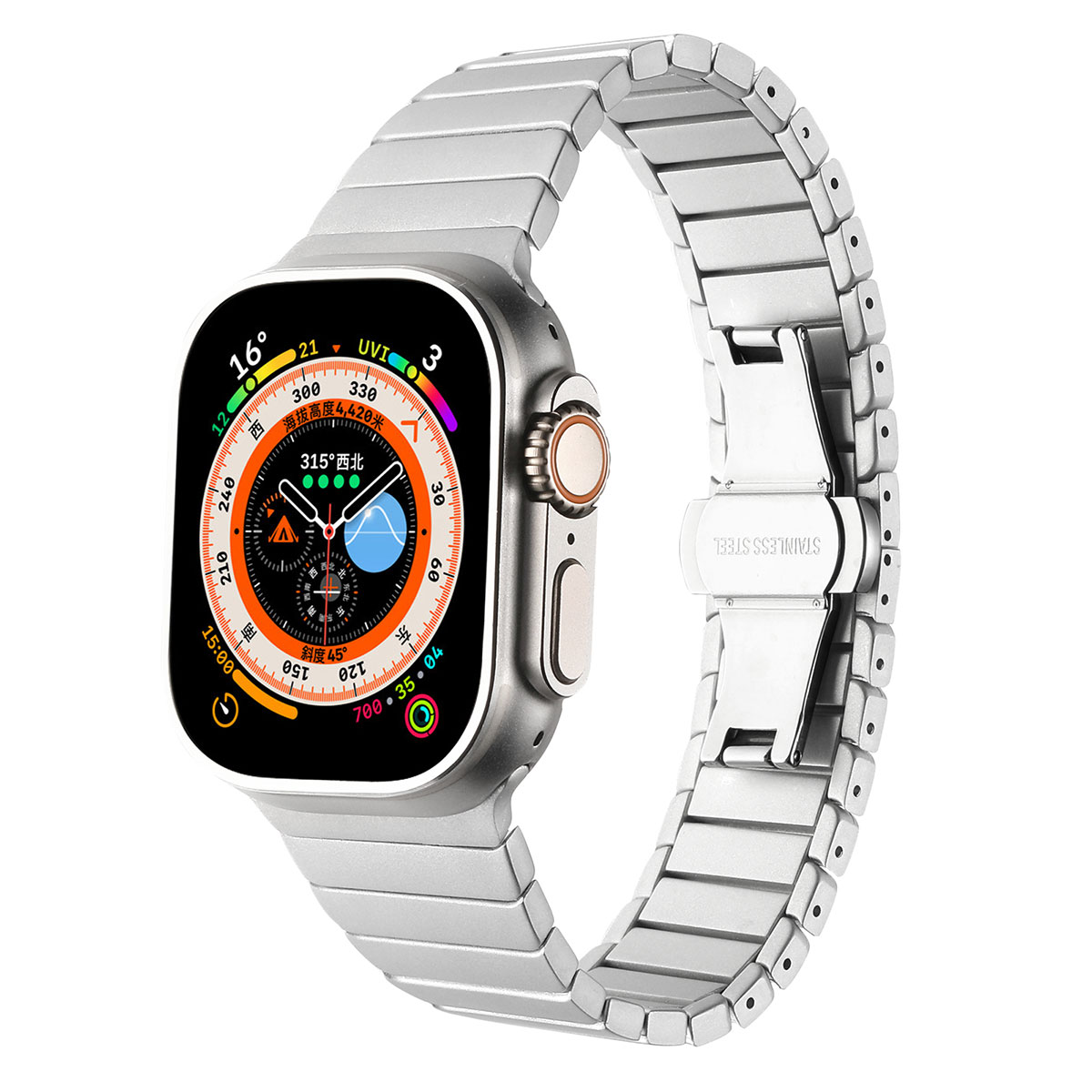 ​​​Apple Watch 7 41mm Kordon KRD-79 Metal Strap Kayış - 6
