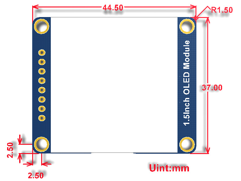 1.5inch OLED Module dimensions