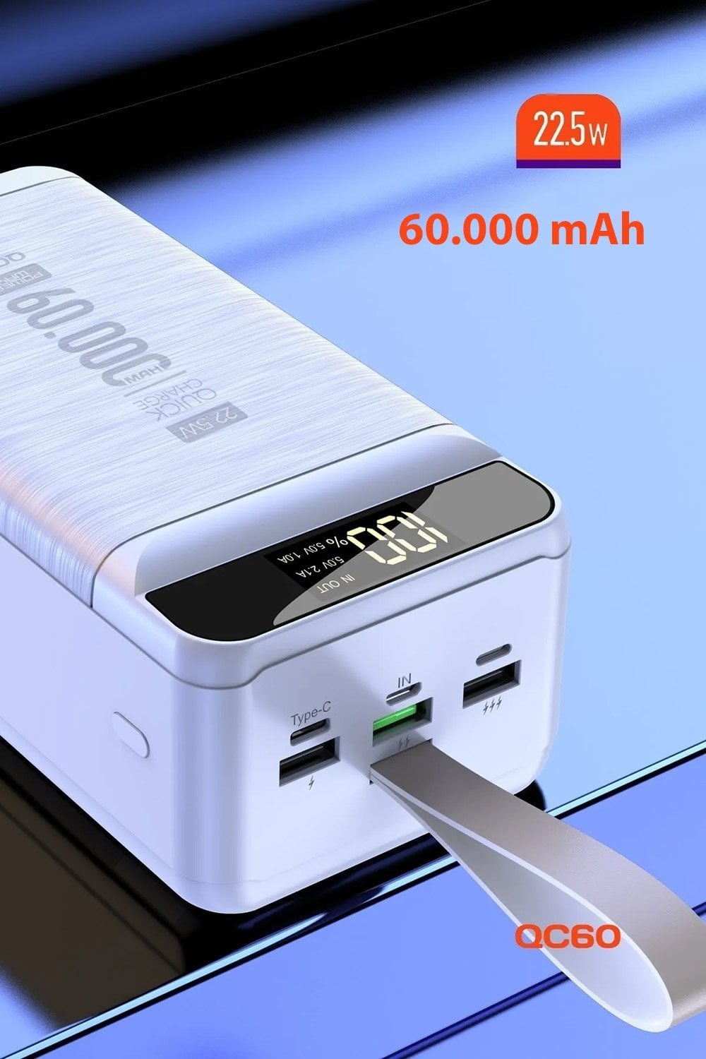 Powerway 60000 Mah Beyaz Qc60 22.5w Kablolu 3.0 Özellikleri