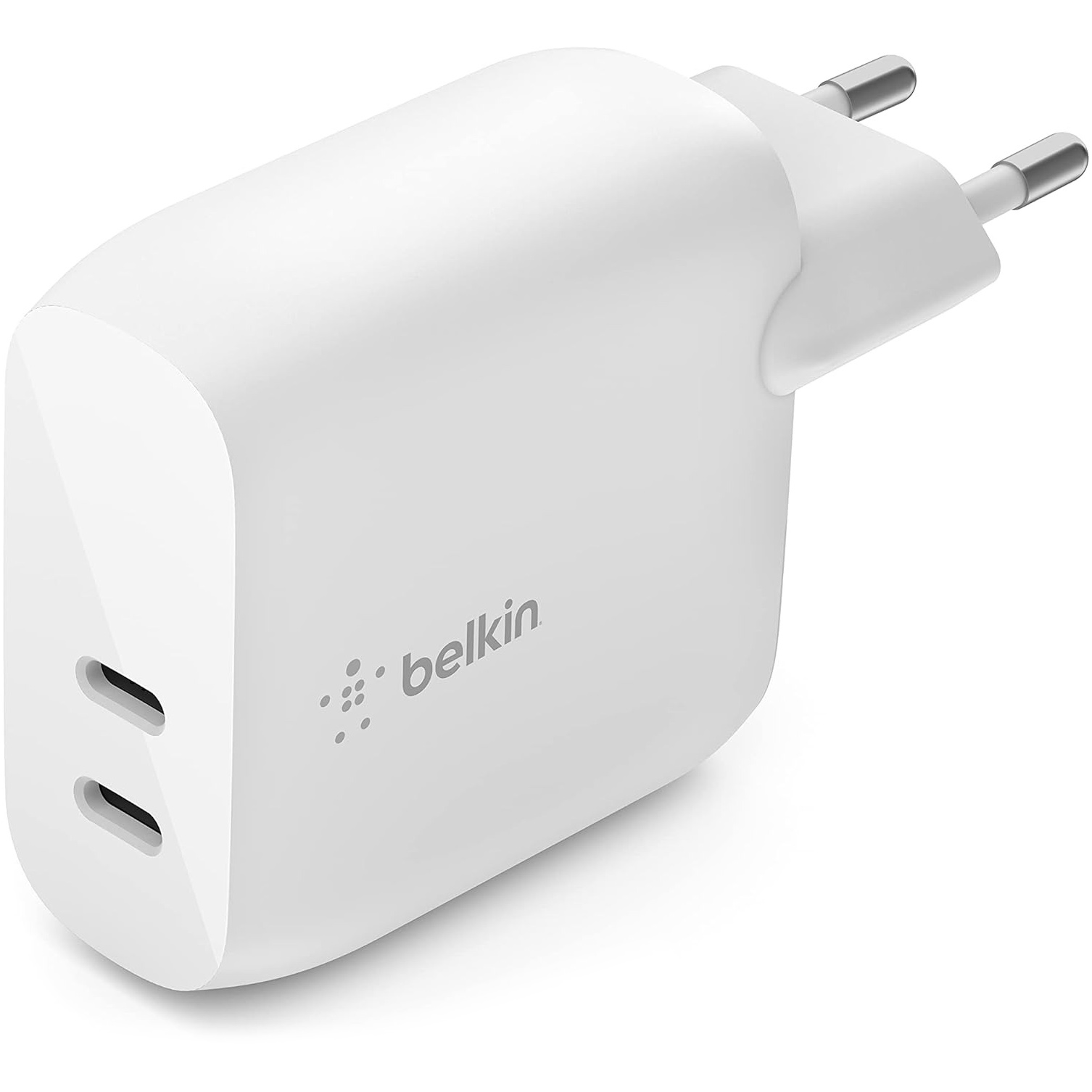 Belkin Boost Charge Çift Duvar Şarj Cihazı 40W, 2x USB-C PD 3.0 20W, Beyaz