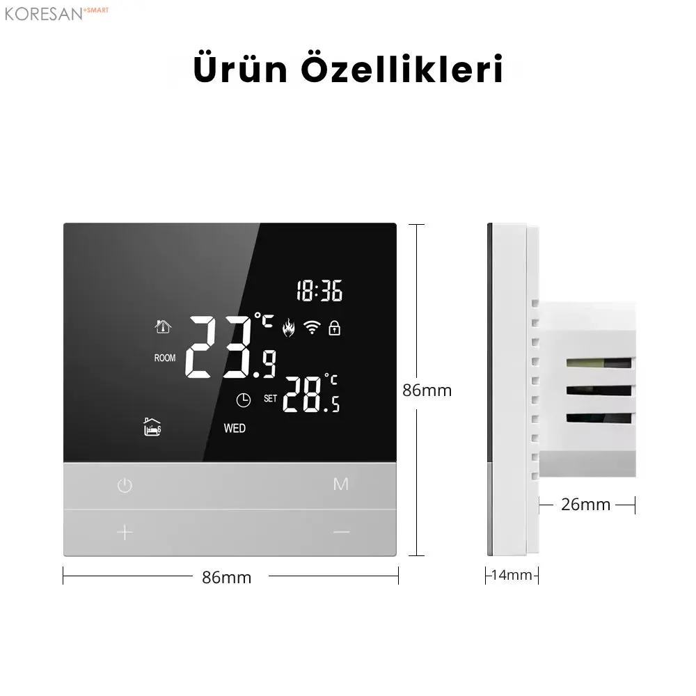 WiFi Akıllı Oda Termostatı Dokunmatik Ekranlı T100