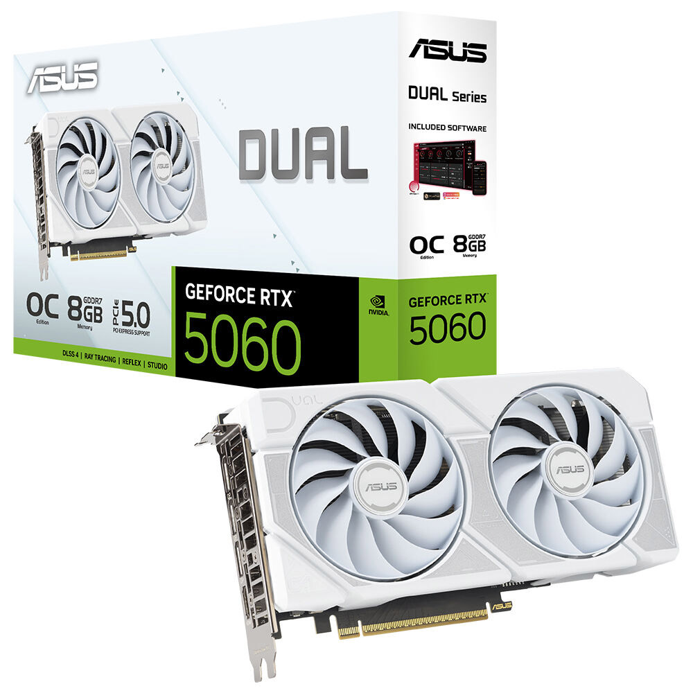 ASUS Dual GeForce RTX™ 5060 White OC Edition 8GB GDDR7