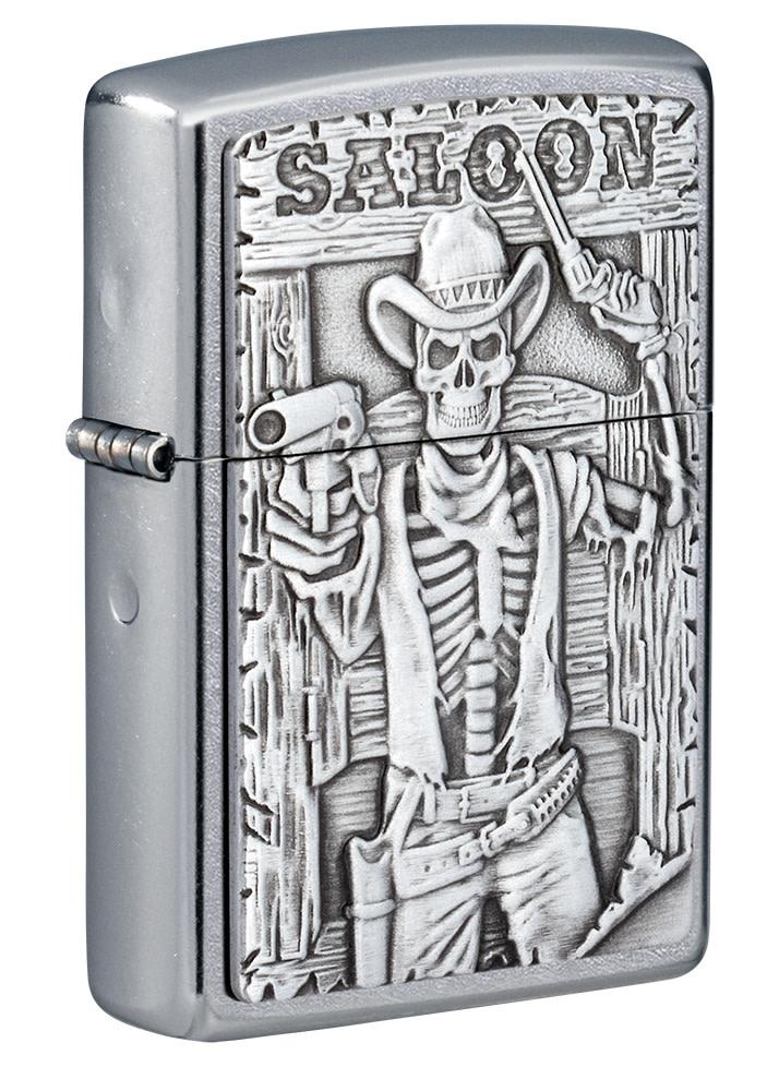 Saloon Skull Emblem Street Chrome™ Windproof Lighter – Zippo USA