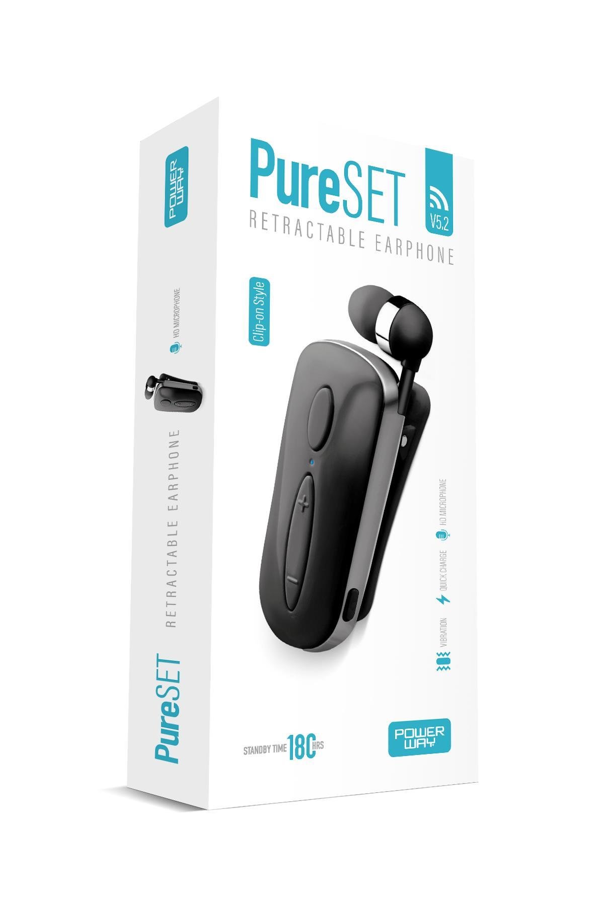 Powerway Pureset 10 Saat Konuşma Süresi Makaralı Bluetooth Kulaklık