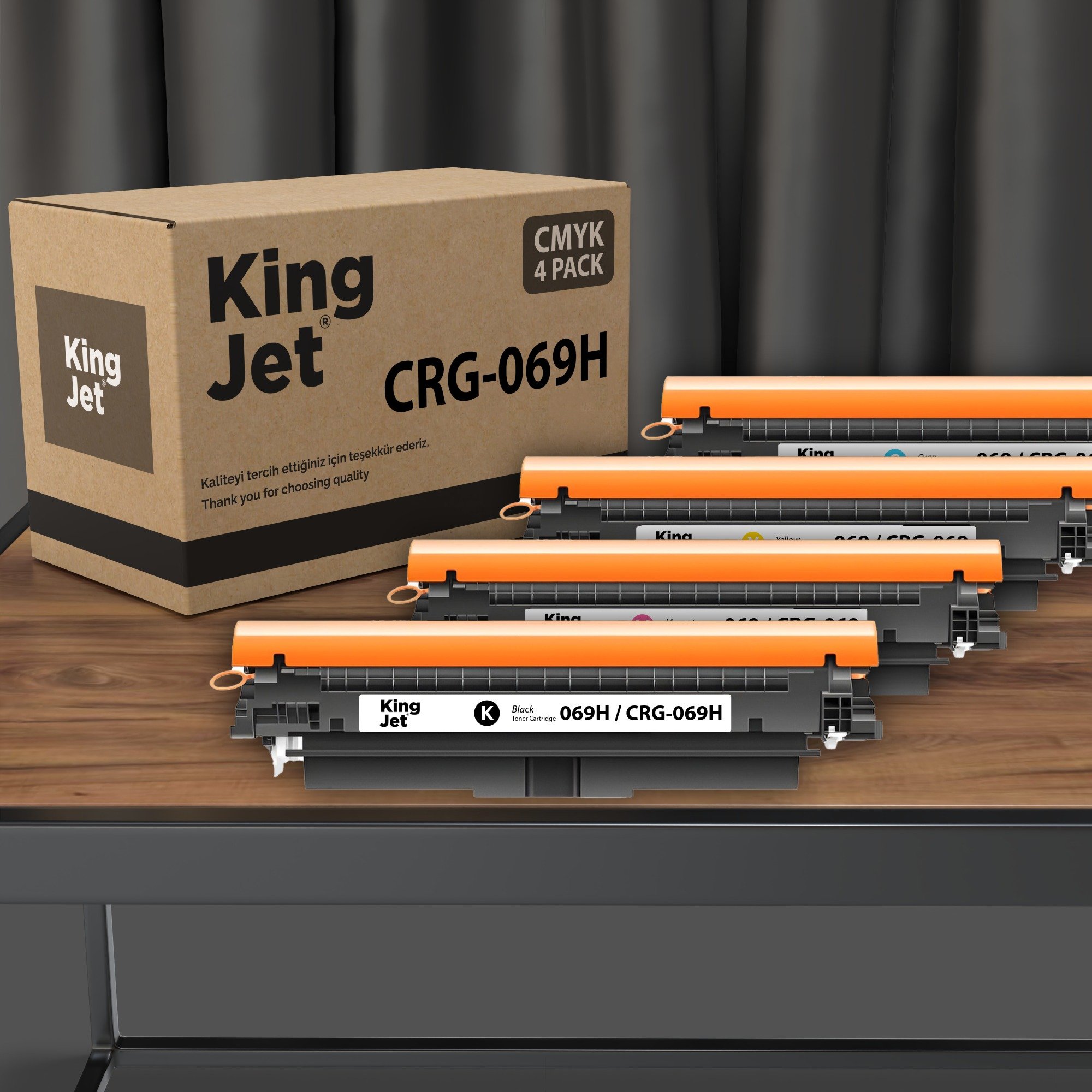 KingJET Canon CRG-069H Uyumlu Çipli Yüksek Kapasiteli 4 Renk Takım Toner Seti