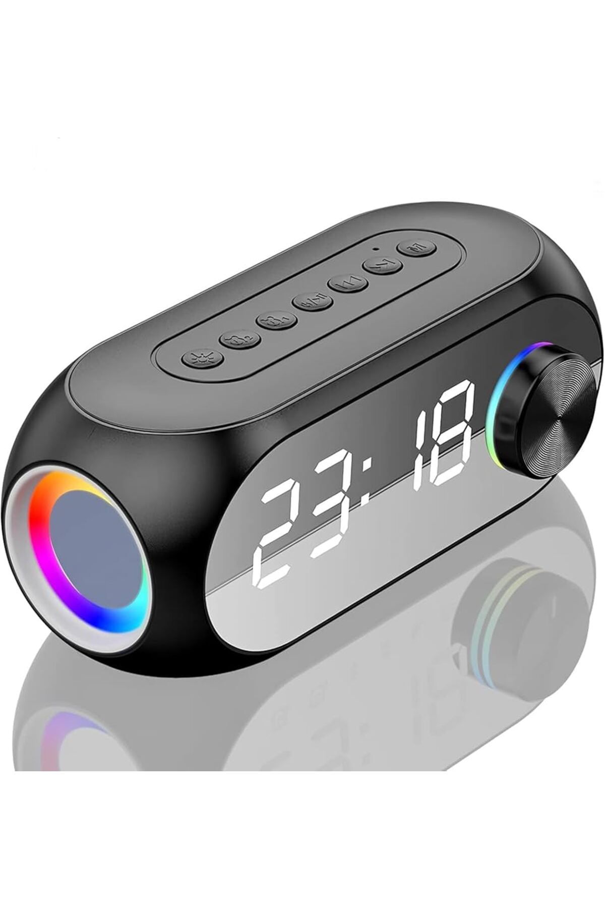 Diperla Alarmlı Bluetooth Dijital Masa Saati Fm Radyo + TF Kart + Aux + Saat Süper Bass Hoparlör Şarjlı