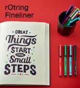 rOtring Liner Fineliner kalemler, 0,4 mm, yazı ve çizim için boya kalemleri, plastik içermeyen verpa...