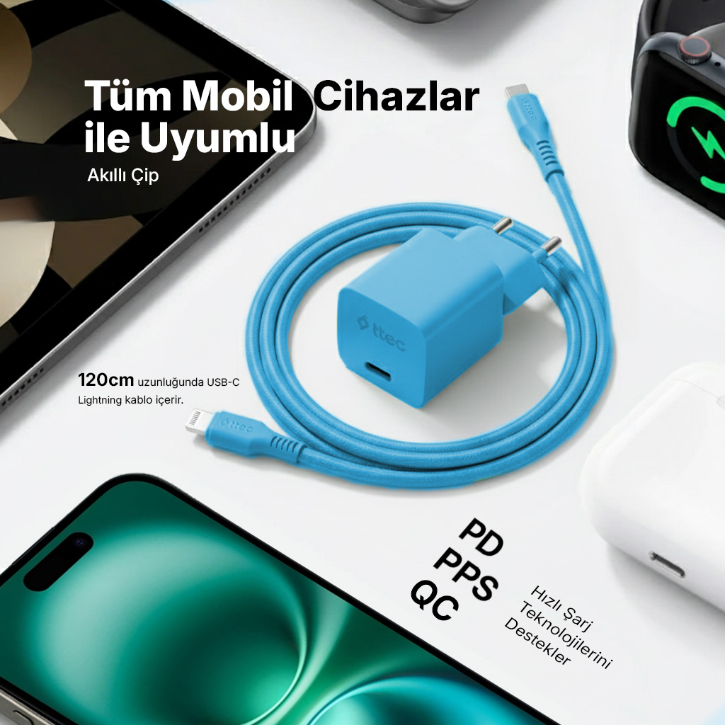 2SCG20CNS Ttec Smartcharger Gan 20W Pd Seyahat Hızlı Şarj Fiyatı