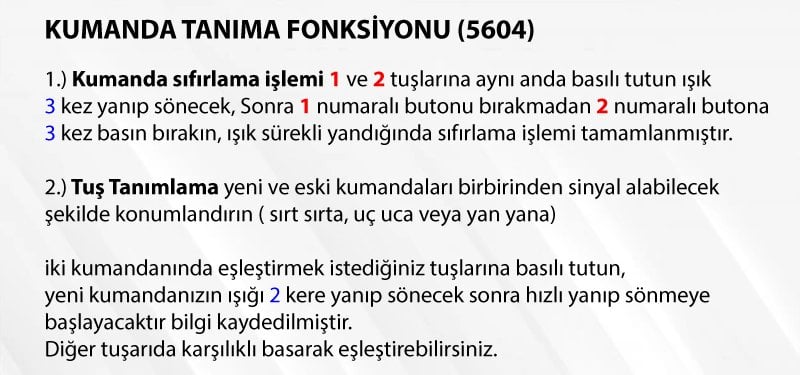 Weko MF04 Kodlanabilir - Kopyalanabilir Garaj Kumandası (1-2-3-4 Sayı Tuşlu)
