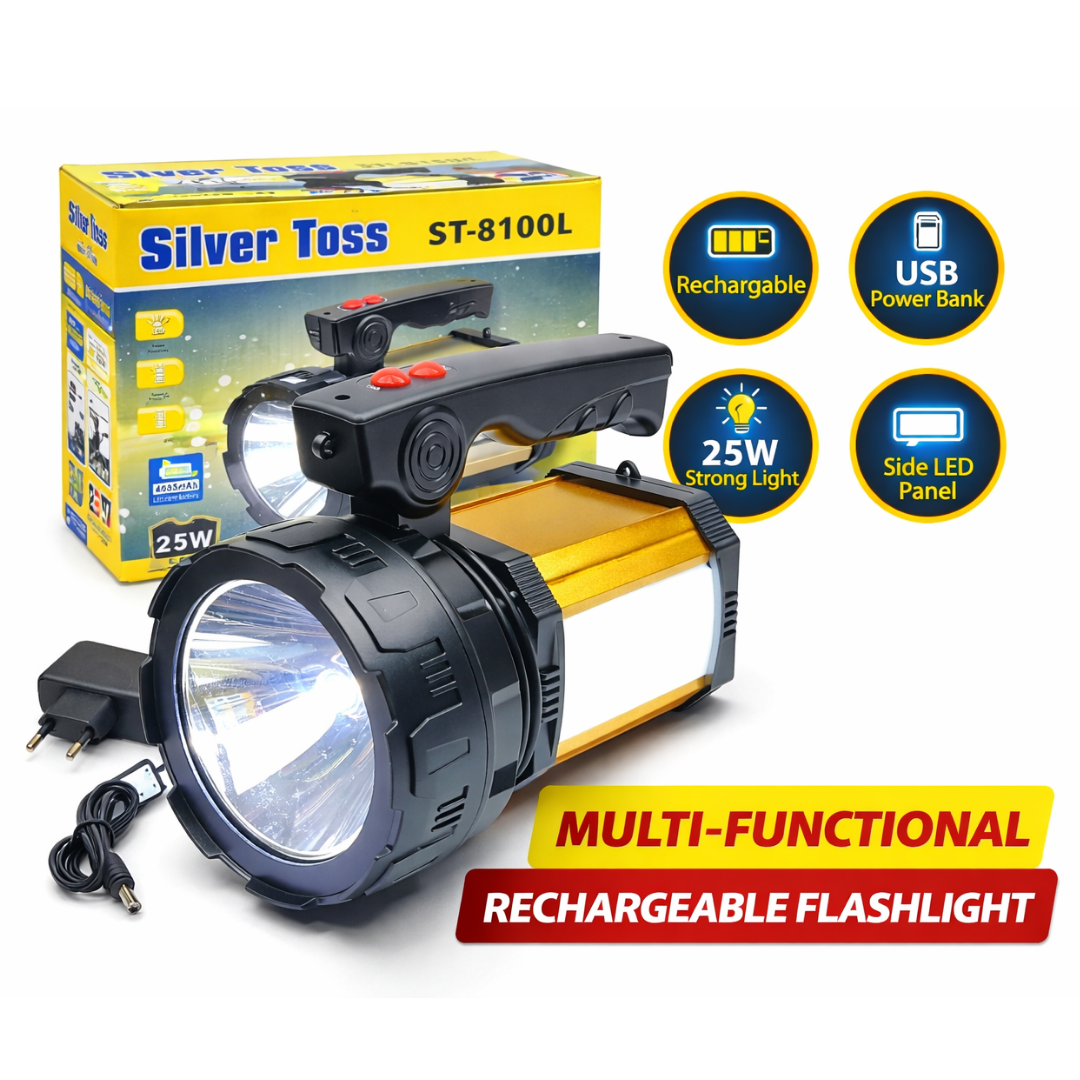 Silver Toss ST-8100L Şarjlı LED El Feneri 25W | 2500 Lümen | Fiyatı