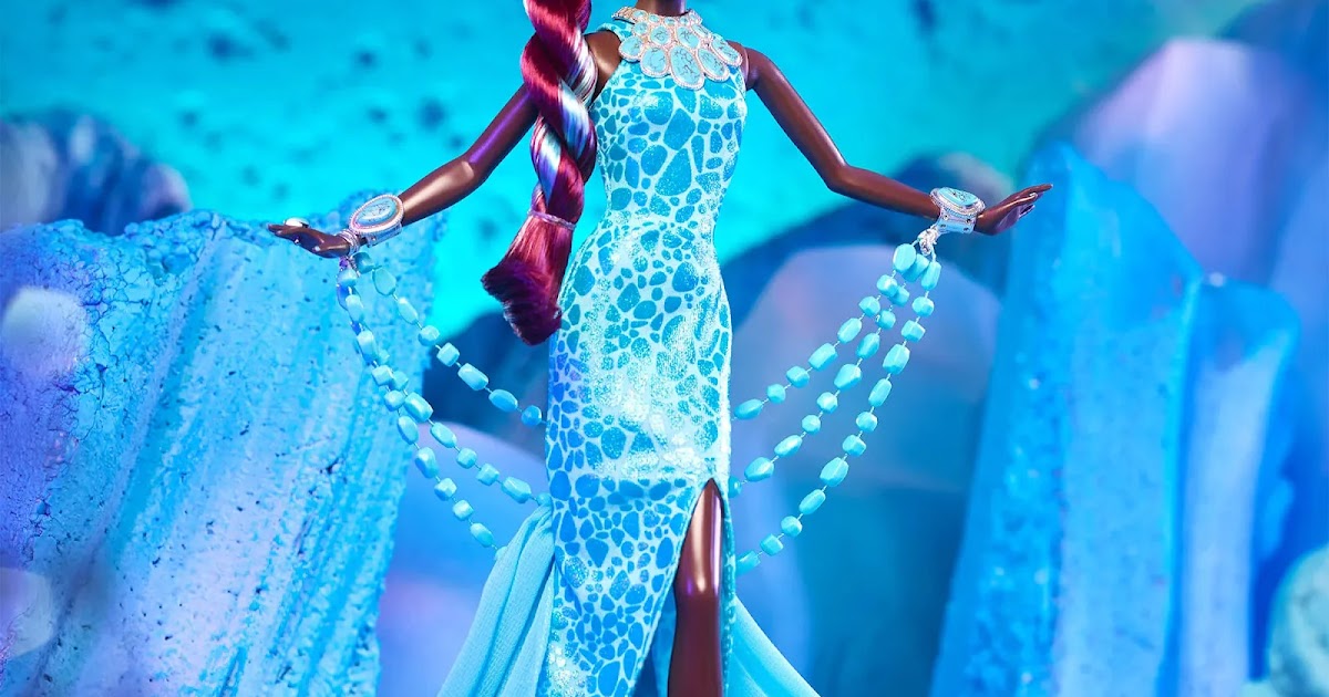Satchel: New African American Barbie Fantasy Collection Turquoise Doll - Third In The Gemstone Collection