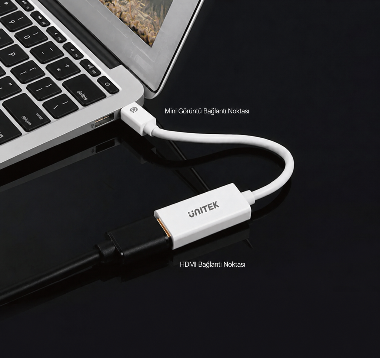 Unitek MiniDP to HDMI 1.4 4K/30Hz 20Cm Dönüştürücü Kablo Y-6331