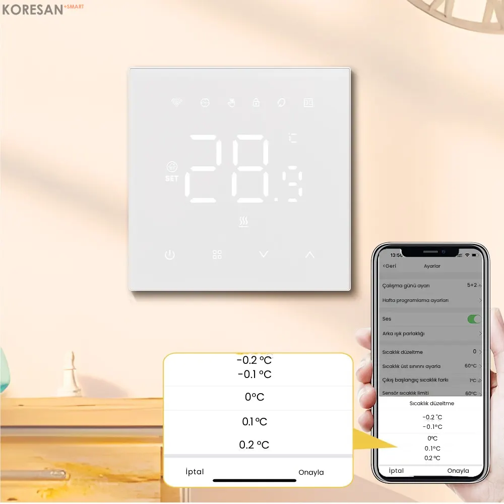 WiFi Akıllı Kombi Termostatı – Dokunmatik Oda Sıcaklık Kontrolü