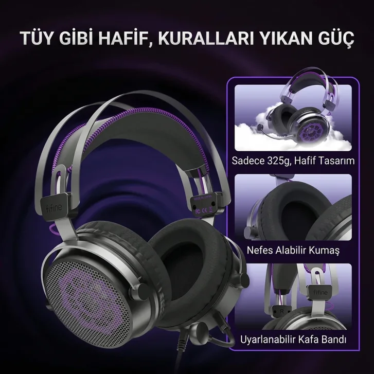 Fifine H18V 325g Hafif ve Nefes Alabilen Kumaş