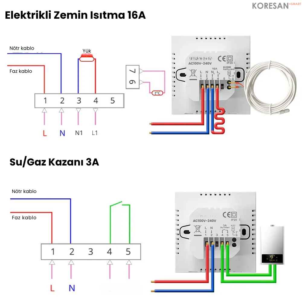 WiFi Akıllı Kombi Termostatı – Dokunmatik Oda Sıcaklık Kontrolü