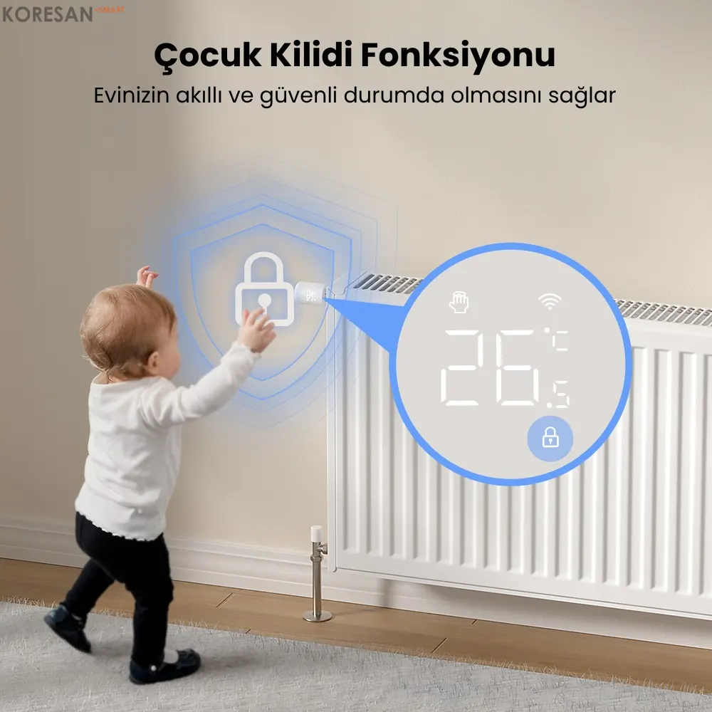 Tuya WiFi / Zigbee Akıllı Termostatik Radyatör Vanası çocuk kilidi güvenlik fonksiyonu