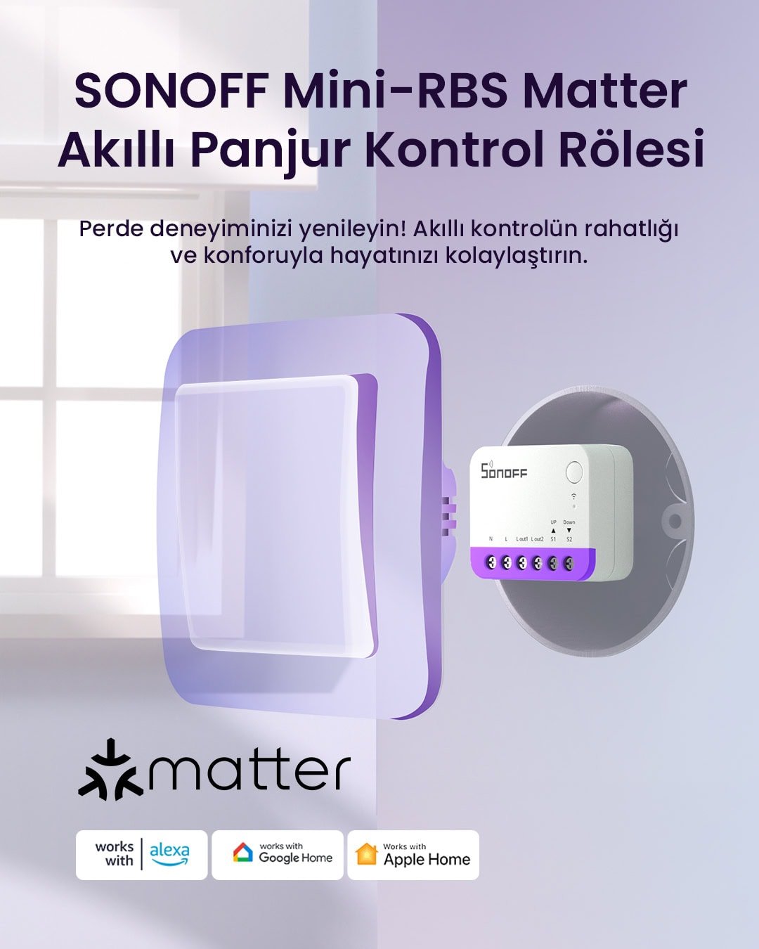 SONOFF Mini-RBS Matter Akıllı Panjur Kontrol Rölesi