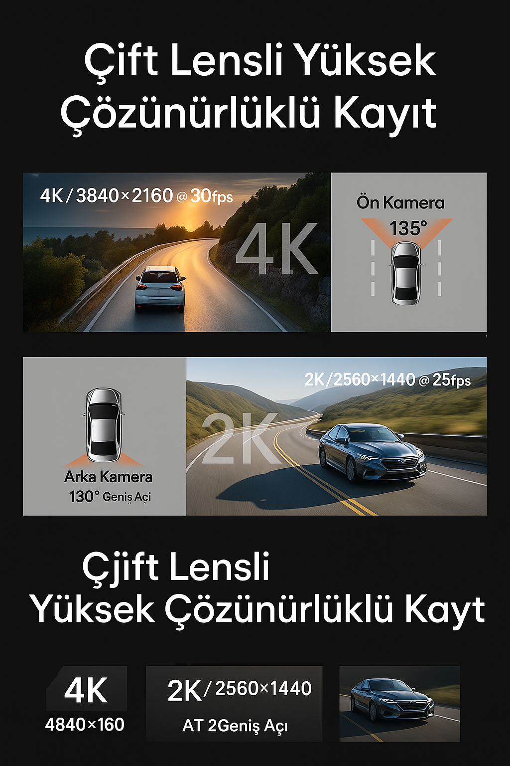 4k-2k-çift-lensli-arac-kamera-kayit