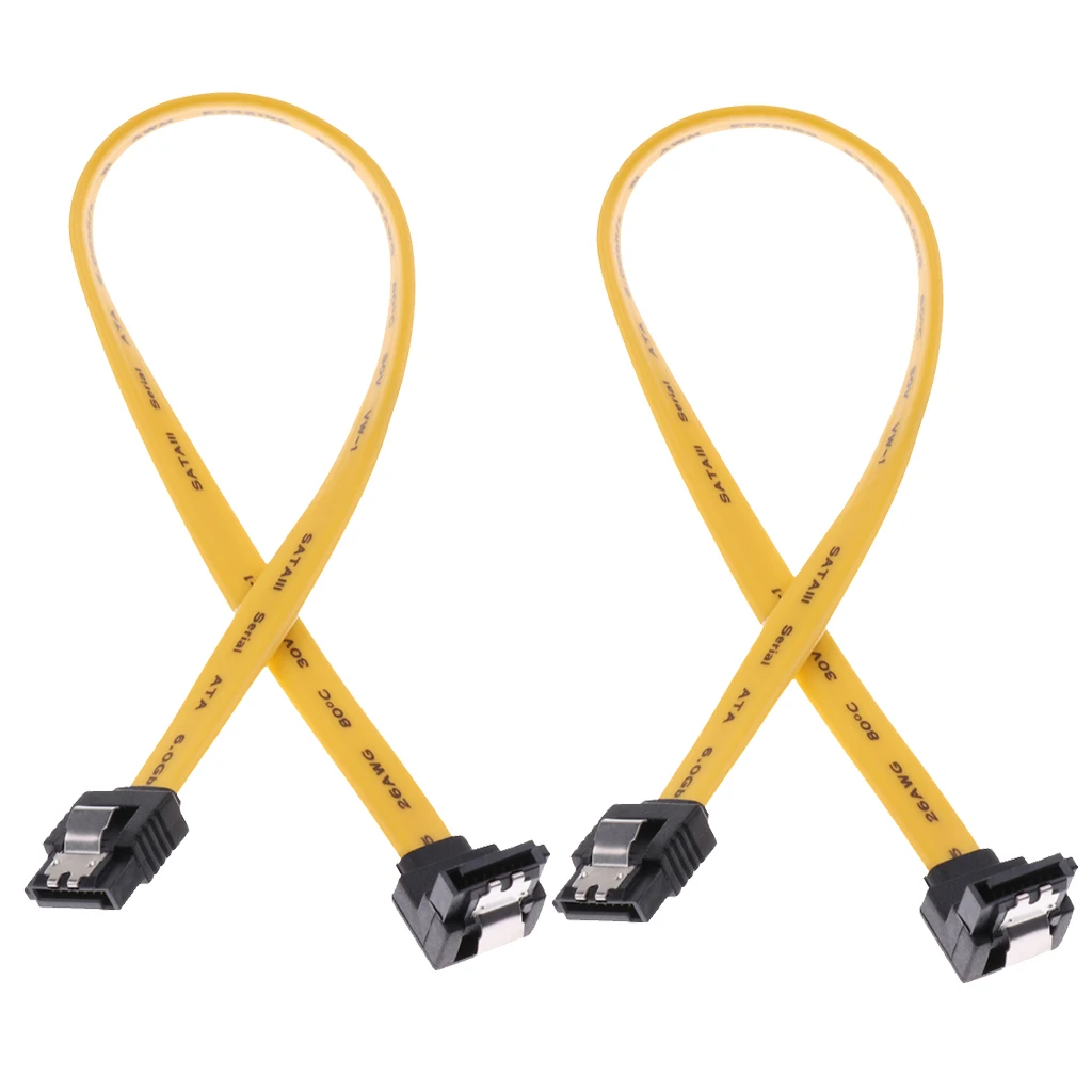 2x SATA III Data Drive Cable 6.0Gbps With Locking Latch 11.8inch/30cm 90Degree