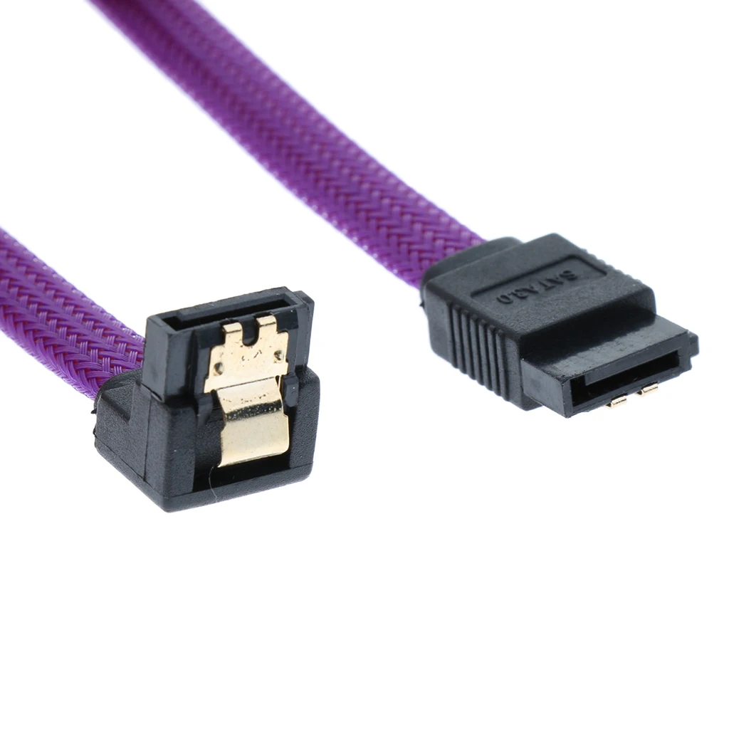 7Pin SATA 3.0 Data Drive Cable with Locking Latch 500mm Straight to Right Angle Hard Drive Cord Lead