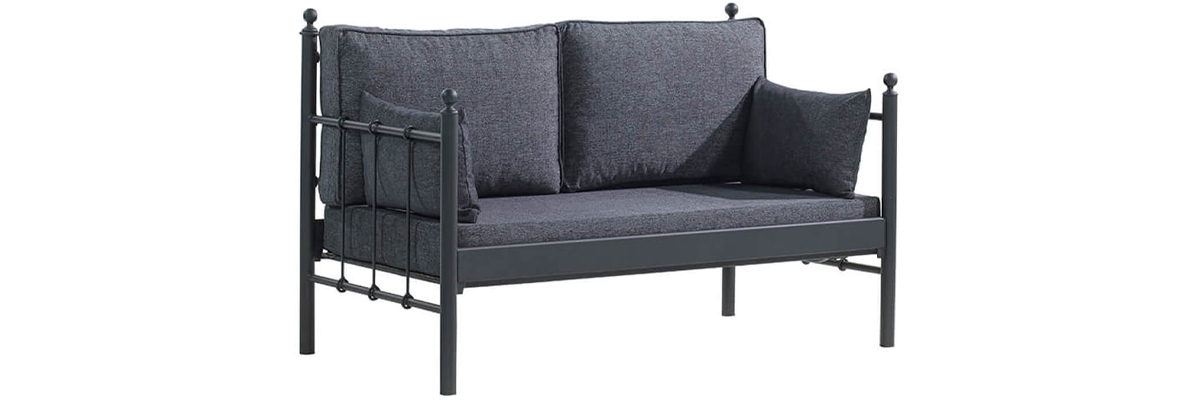 Lalas Dk Metal Sofa Sedir 70x140 İkili Koltuk Siyah-Antrasit