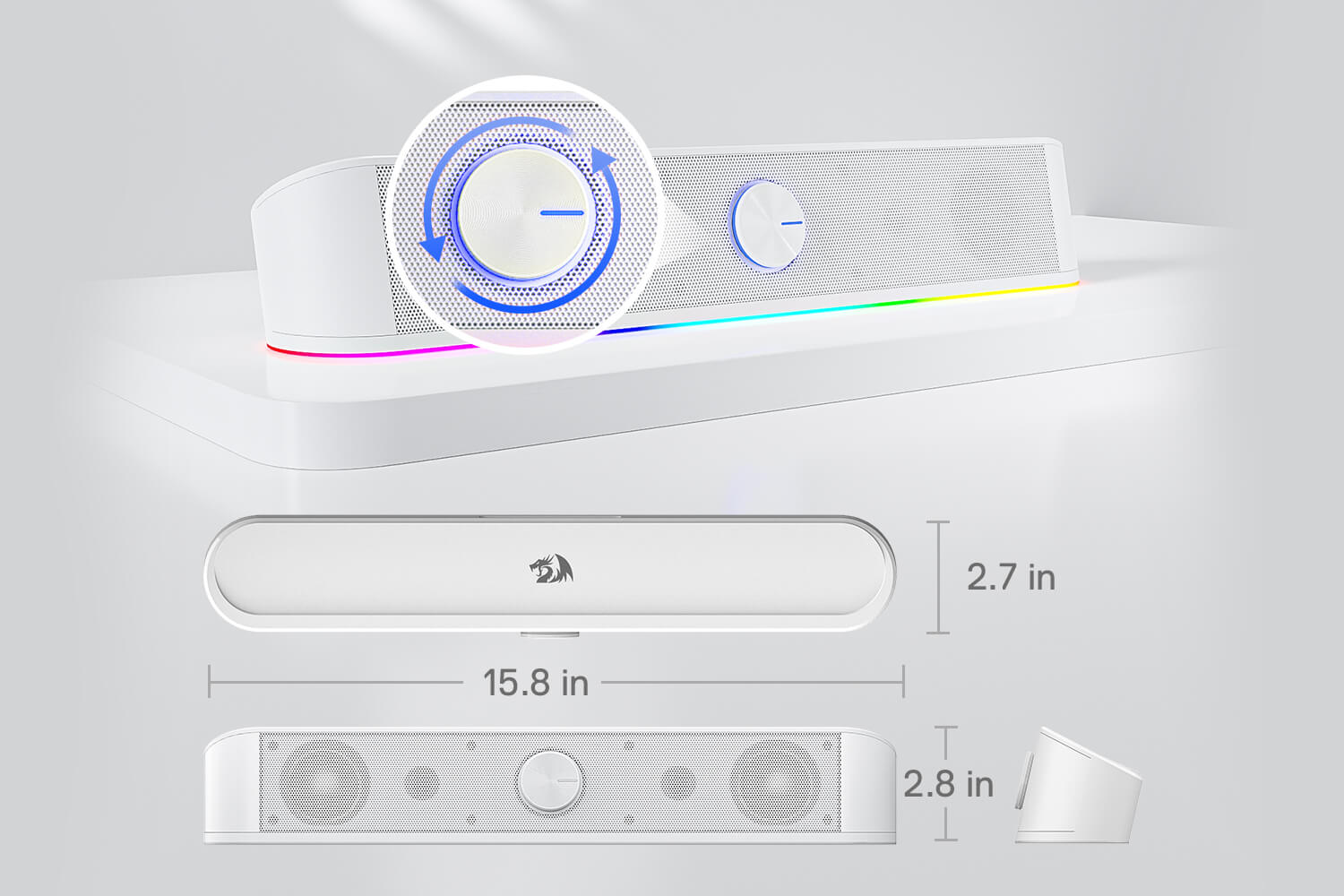 redragon gs560 rgb masaüstü soundbar, dinamik aydınlatma çubuğu özellikli 2.0 kanallı bilgisayar hoparlörü ses-ışık senkronizasyonu/ekran