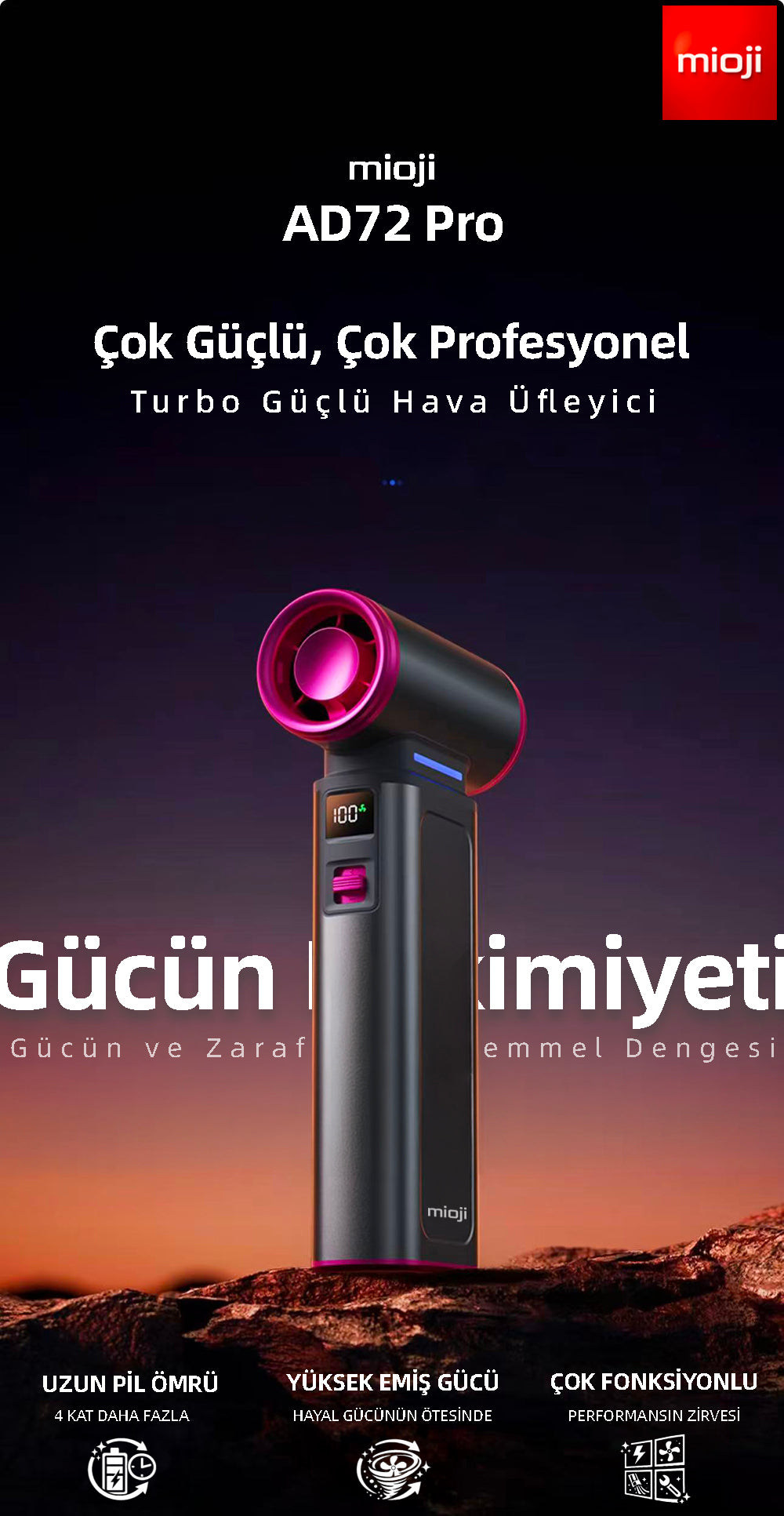 Mioji AD72 Pro 8000MAH 150000RPM 160W Taşınabilir Güçlü Hava Fiyatı