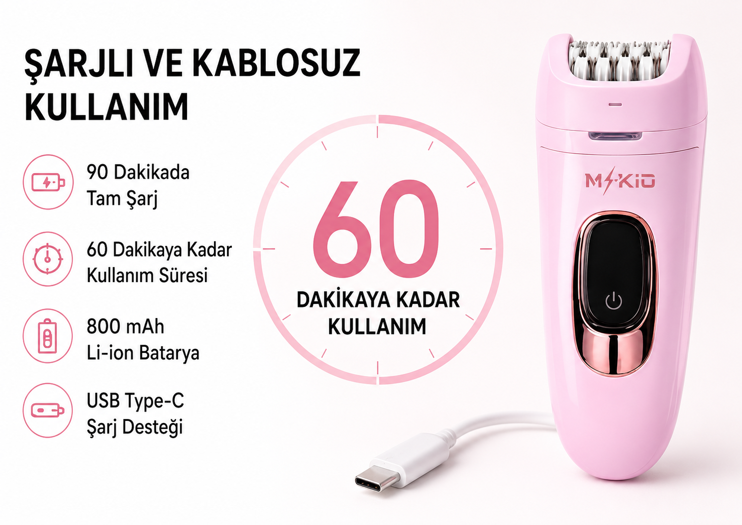 MKİO epilatör LED aydınlatma