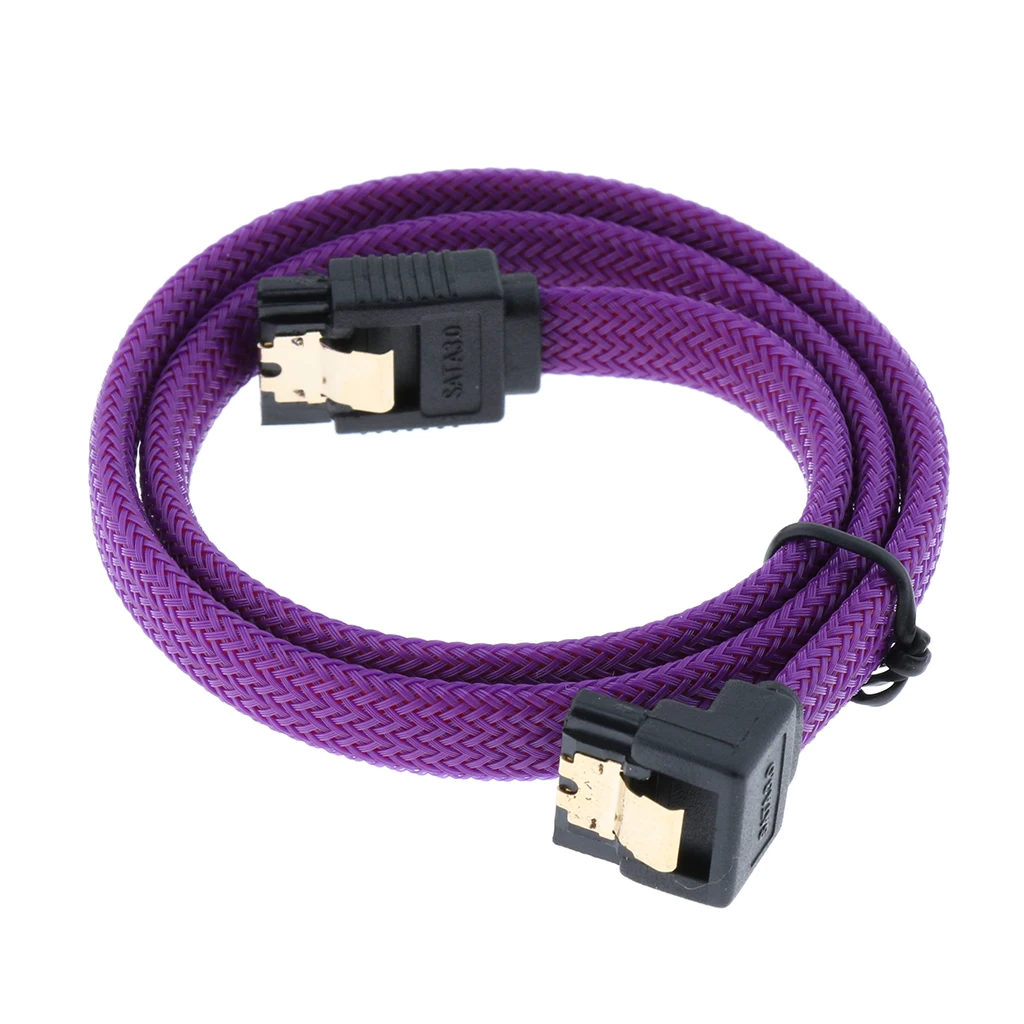 7Pin SATA 3.0 Data Drive Cable with Locking Latch 500mm Straight to Right Angle Hard Drive Cord Lead