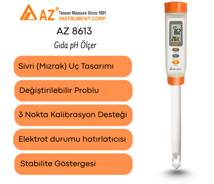 AZ 8613 Gıda pH Ölçer