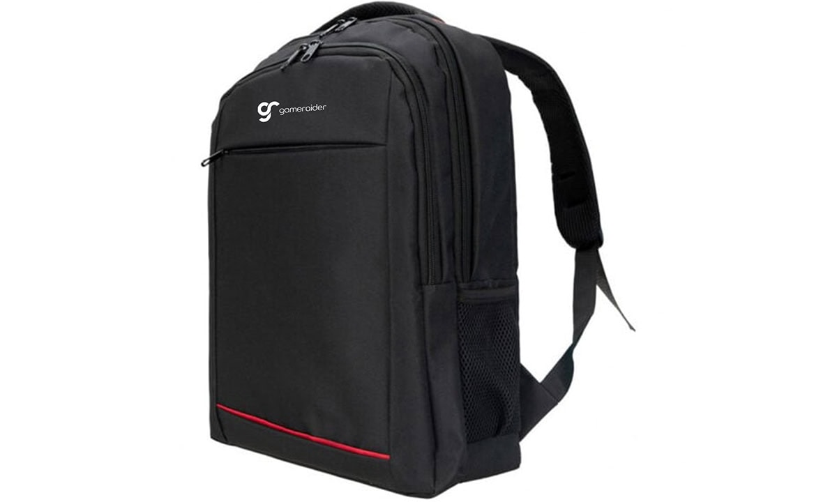 Gamerider marka siyah sırt çantası, ergonomik tasarım, çoklu bölmeler ve dayanıklı malzeme ile gaming ve günlük kullanım için ideal.