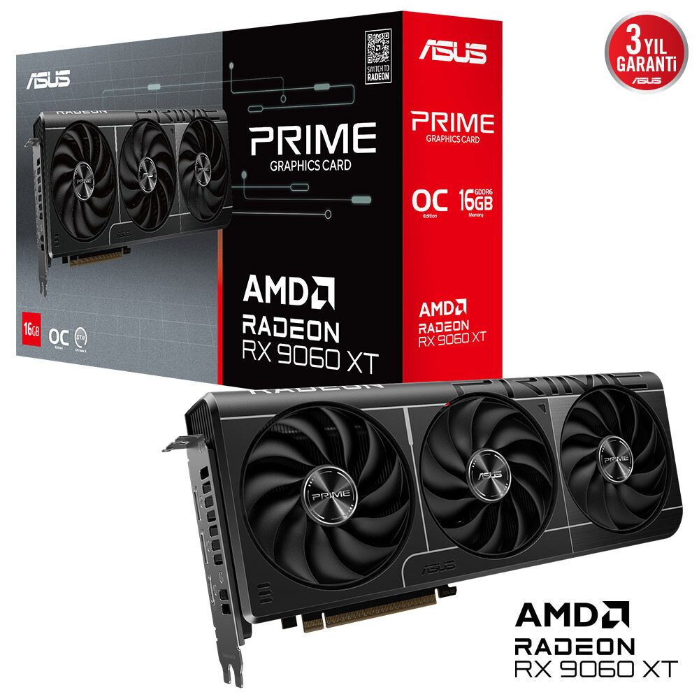 ASUS PRIME-RX9060XT-O16G-AMD-RADEON-RX 9060 XT-16G-16GB Fiyatı