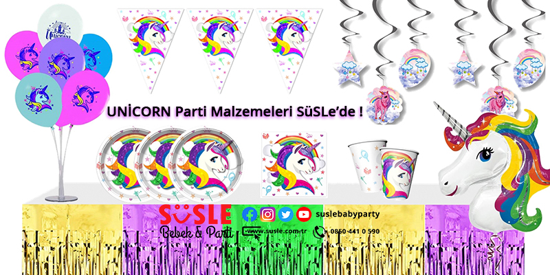 Unicorn Temalı Doğum Günü Parti Malzemeleri, En Uygun . ile SüSLe'de