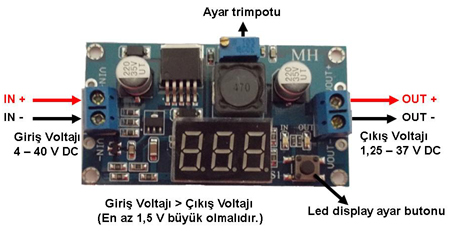 LM2596 Ayarlanabilir Step-Down Voltaj Regülatör Modülü