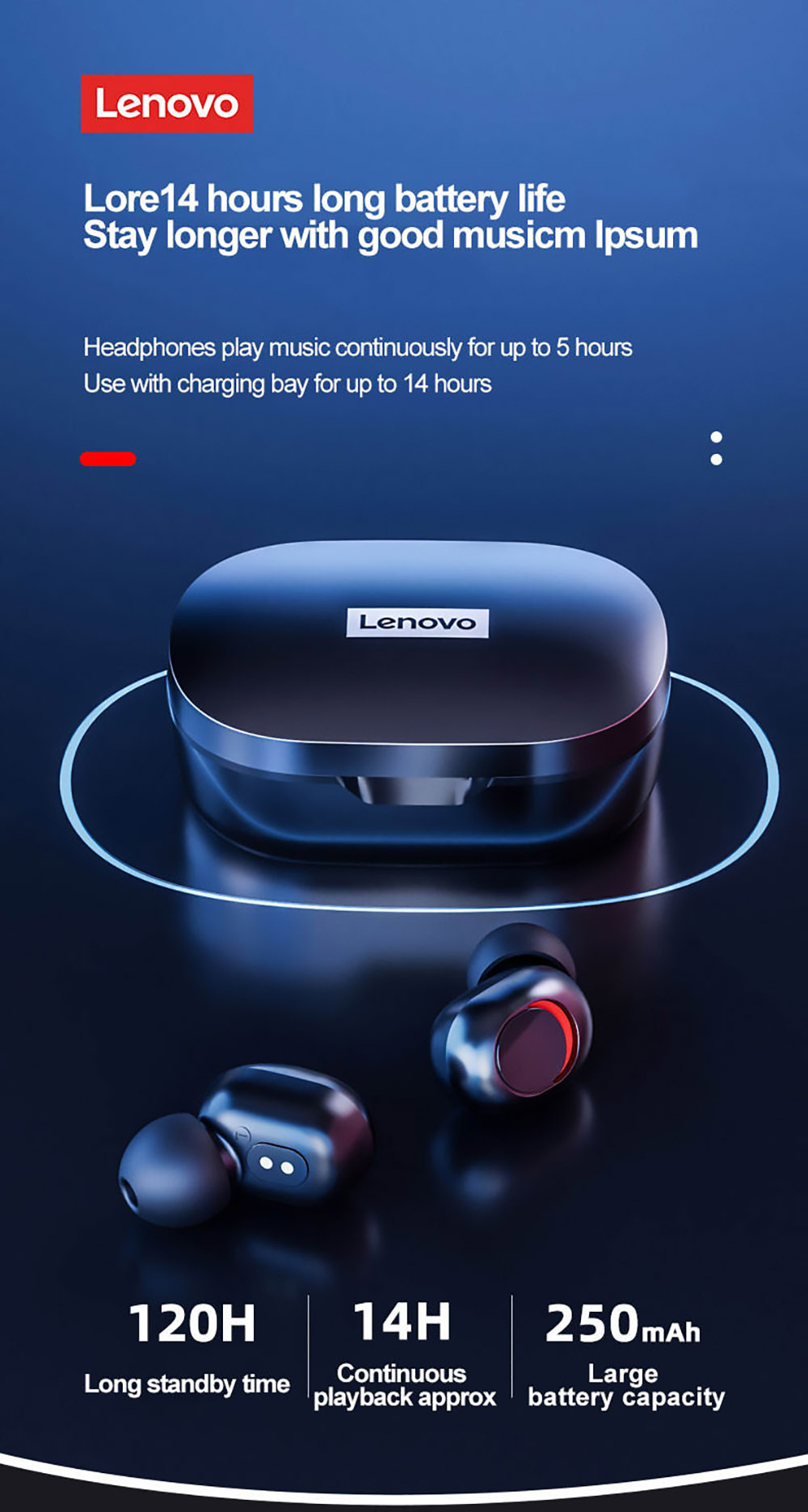 Lenovo PD1X TWS HiFi Müzik Bluetooth Kulaklık, Mikrofonlu Kulaklıklar Spor Kulaklık Siyah