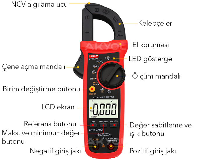 UT202A+ AC gerilim ölçer