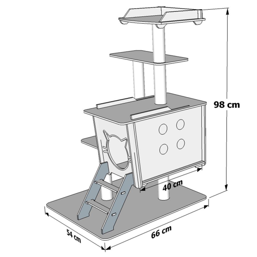 İndigo Çok Katlı Kedi Evi Yuvası Large seçeneği ölçü bilgisi