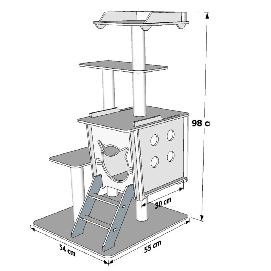 İndigo Çok Katlı Kedi Evi Yuvası Medium seçeneği ölçü bilgisi