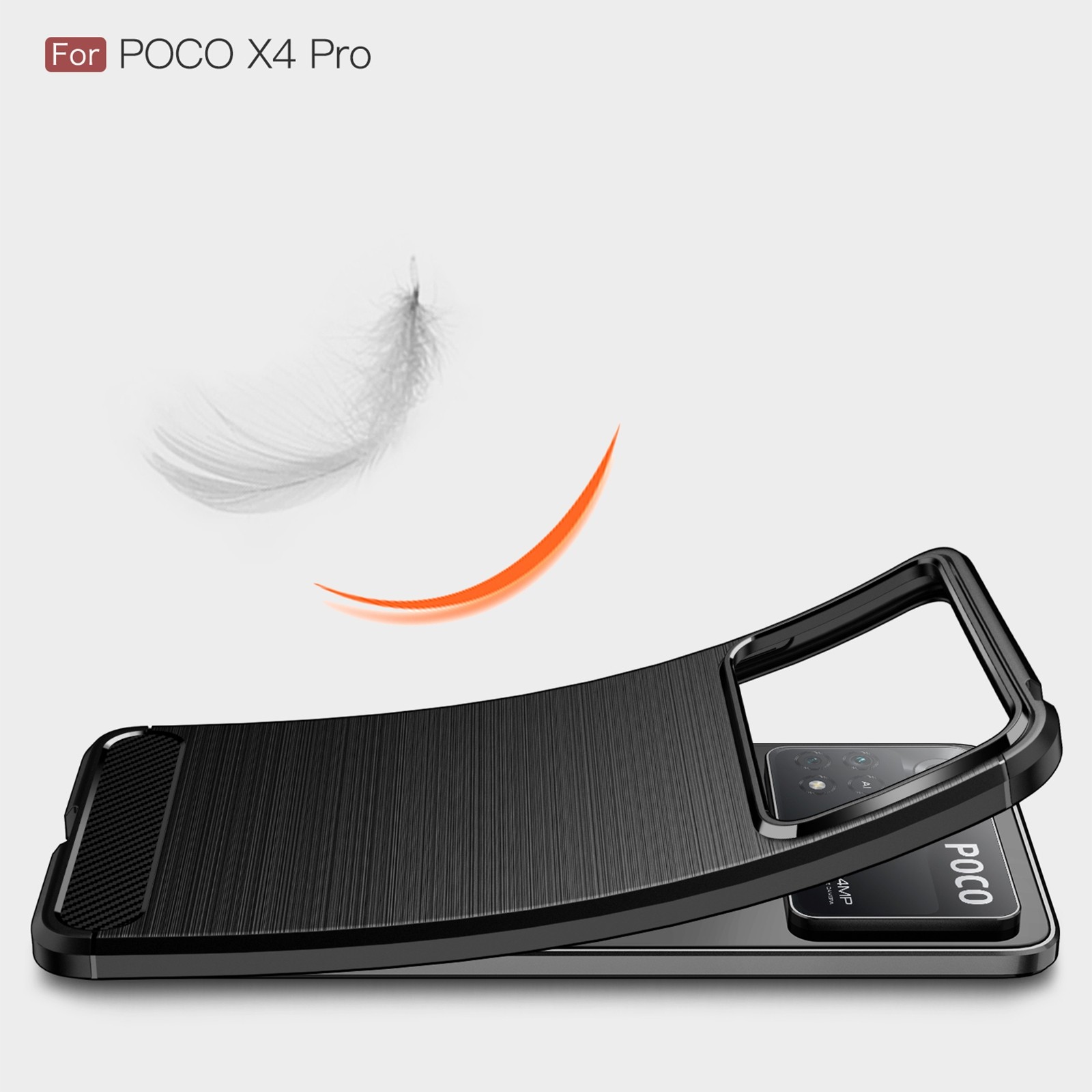 For Xiaomi Poco X4 Pro 5G Brushed Texture Carbon Fiber TPU Phone Case (Black)