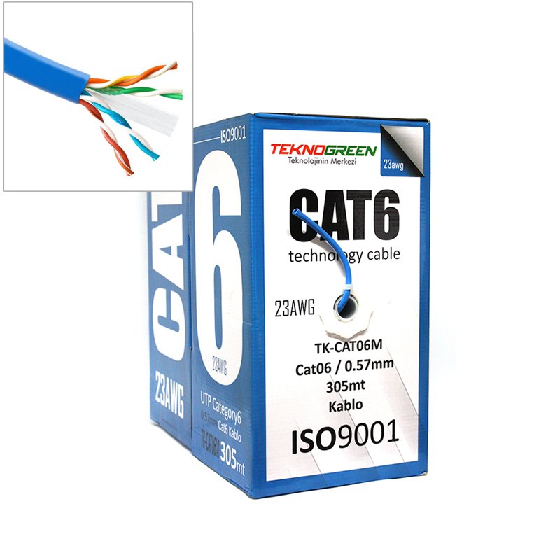 TeknoGreen TK-CAT6M Mavi 0.57mm 305mt Cat6 Kablo