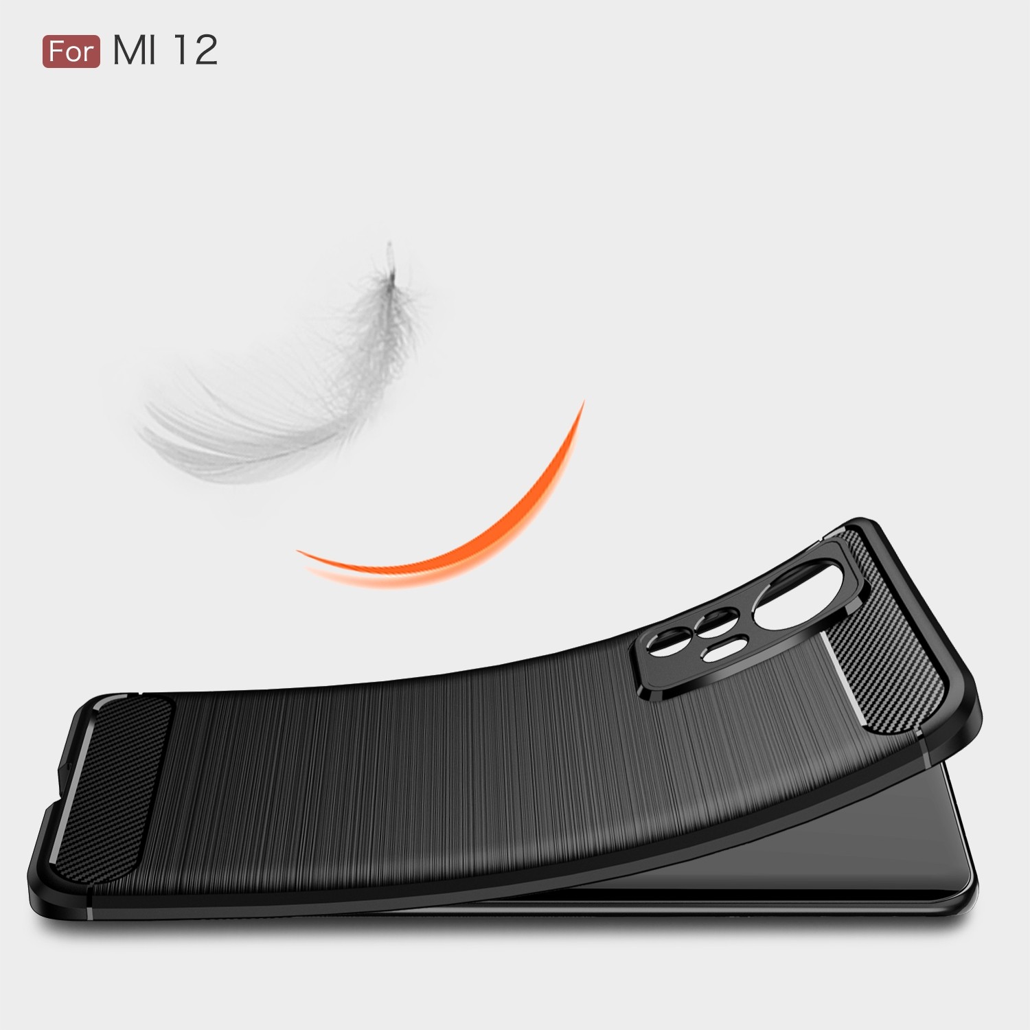 For Xiaomi Mi 12 5G Brushed Texture Carbon Fiber TPU Phone Case (Black)