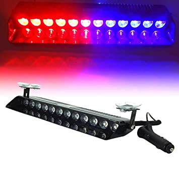 Automaze 12 LED Red Blue Flasher Strobe Light with 14 Flashing Modes for Car Police Emergency Light : Amazon.in: Car & Motorbike