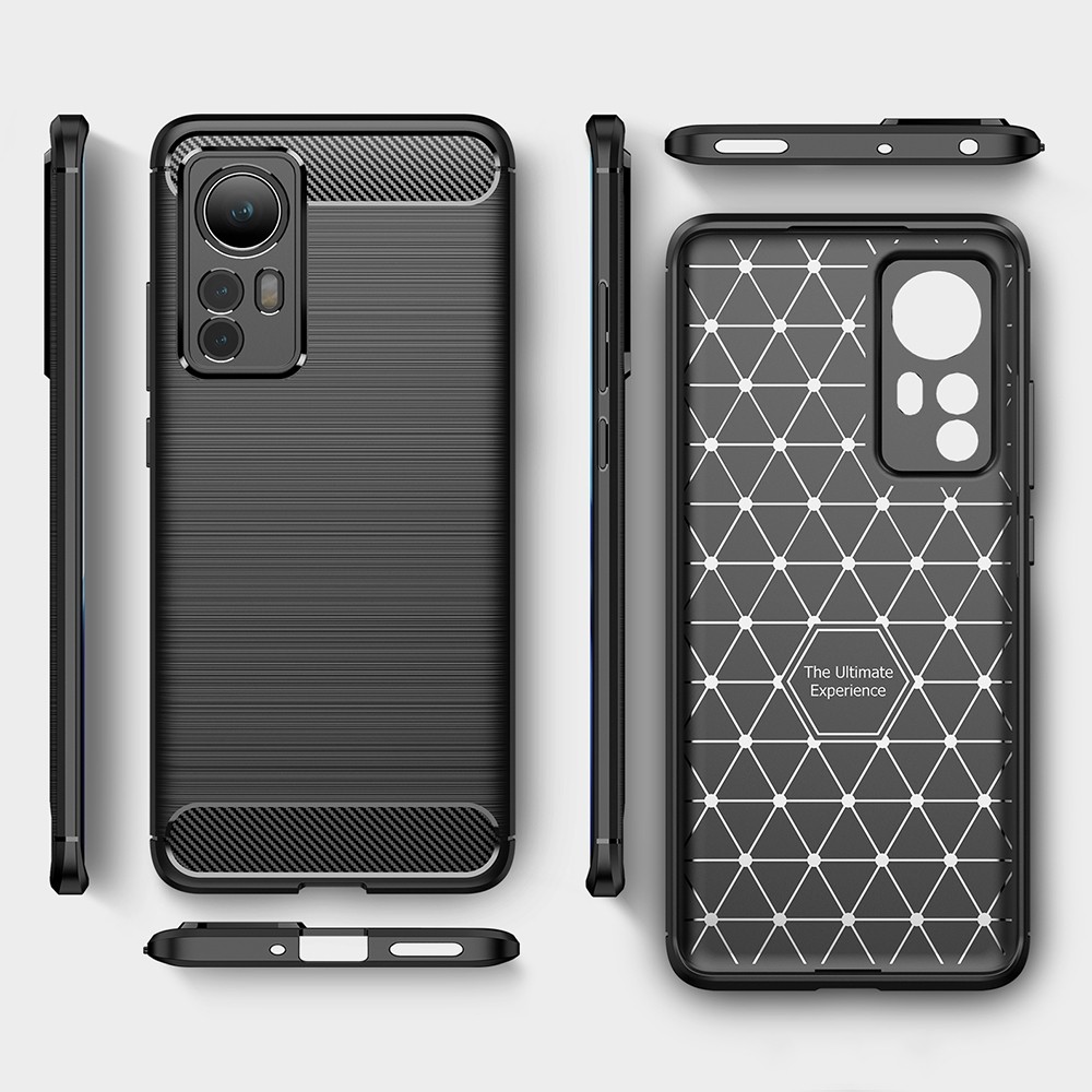 For Xiaomi Mi 12 5G Brushed Texture Carbon Fiber TPU Phone Case (Black)