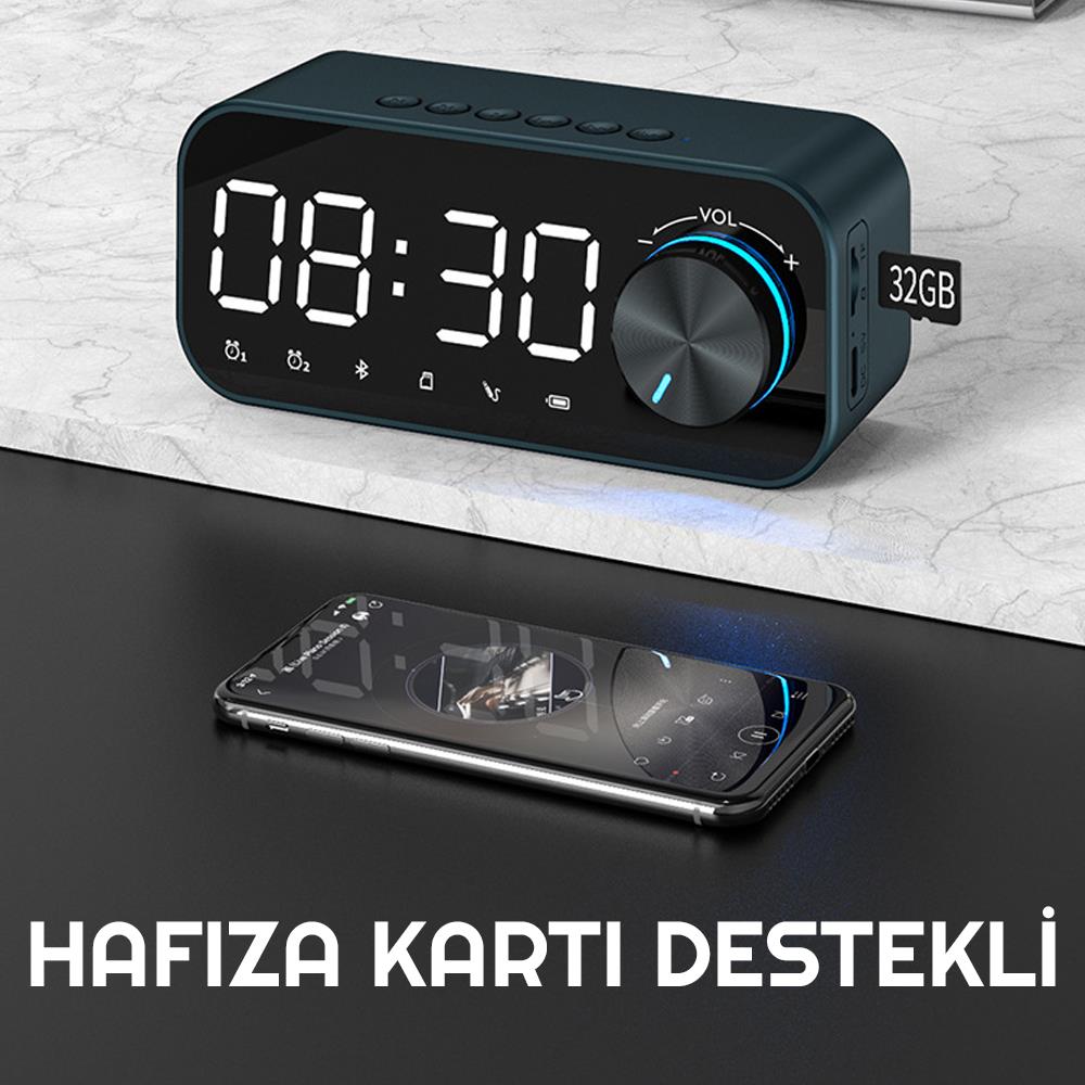 Upway Dijital Çalar Saat LED Ekran Bluetooth Hoparlör Mp3 Fm Fiyatı