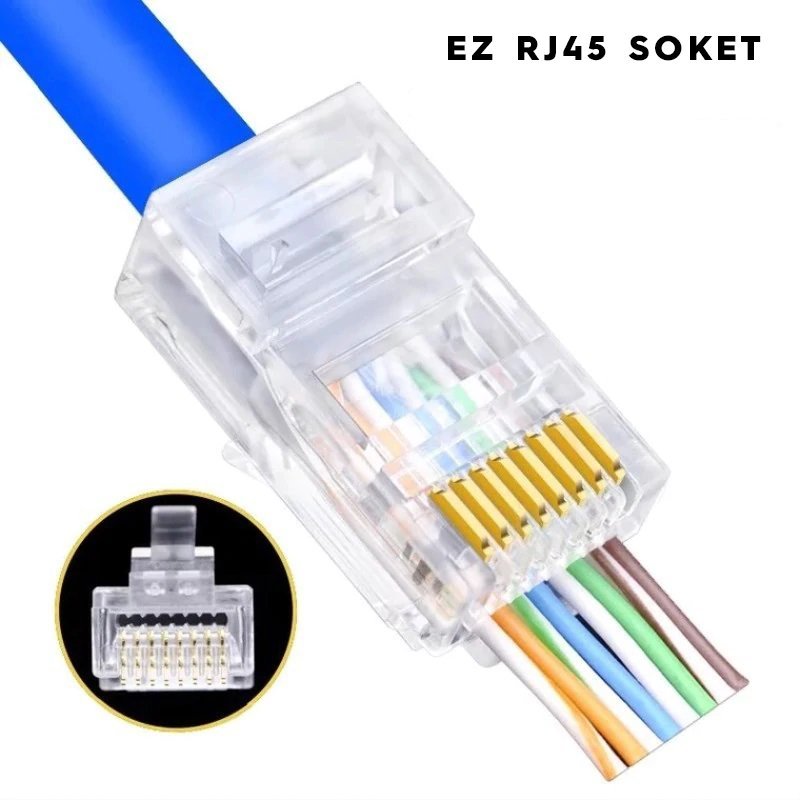 Powermaster EZ RJ45 Cat5-Cat6 AÃ§Ä±k UÃ§lu Soket 8P8C 100 Adet